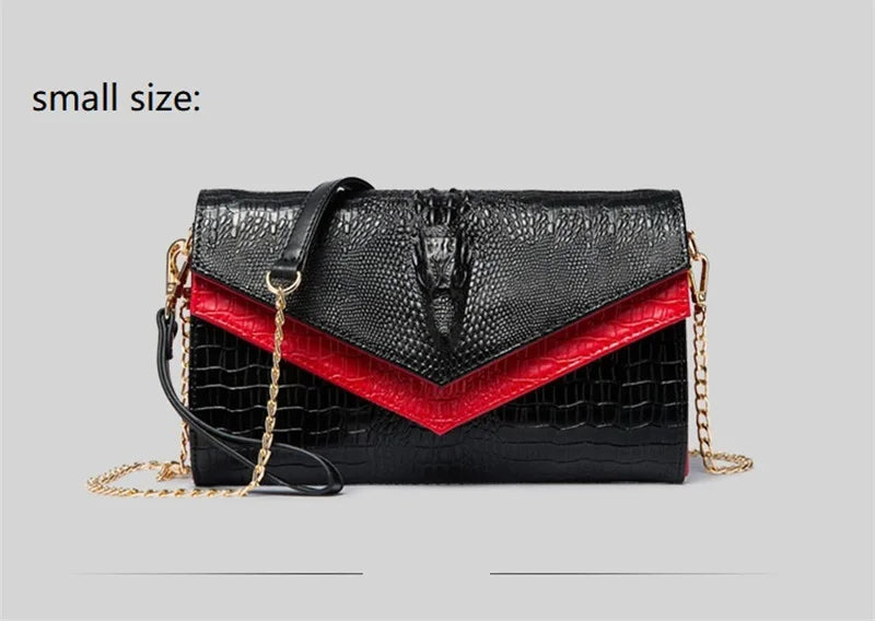 Women Alligator Pattern Leather Clutch Bag