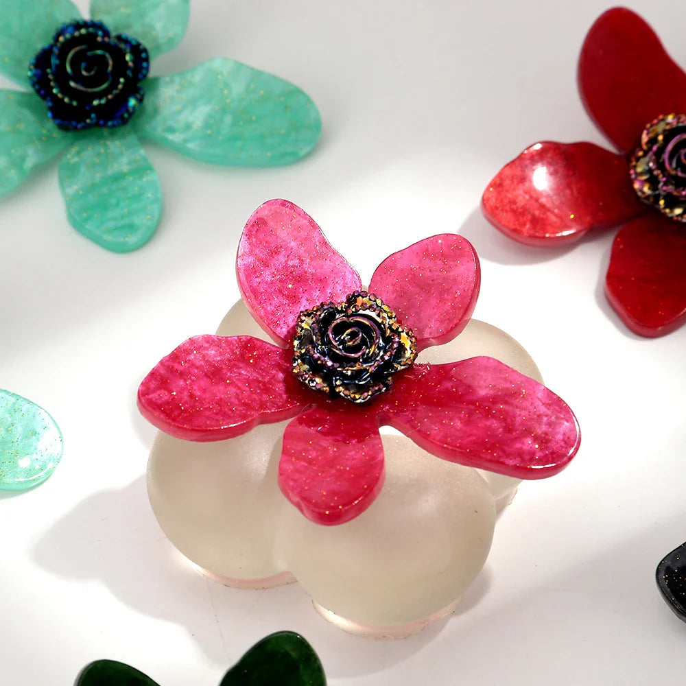 Large flower statement earrings