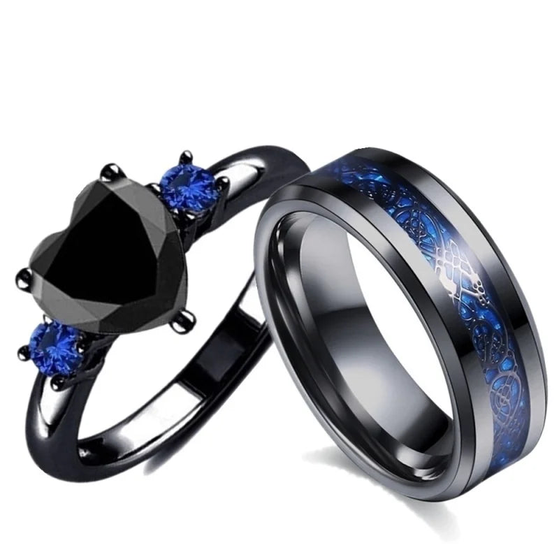 Romantic couple ring set