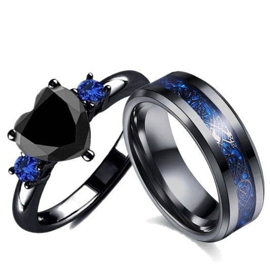 Romantic couple ring set