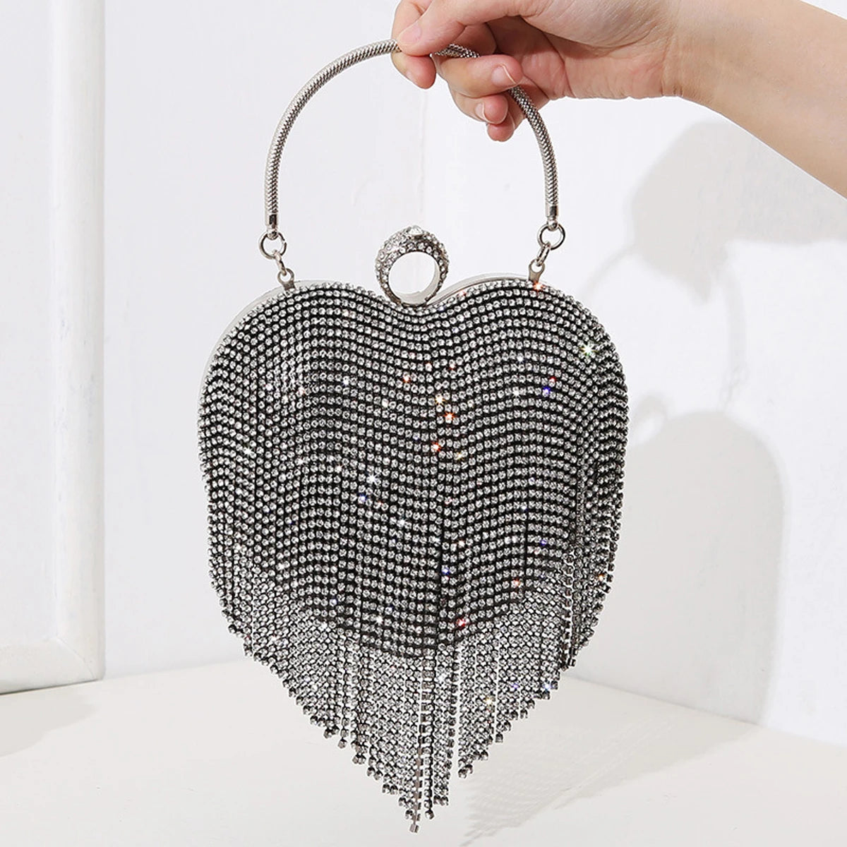 Rhinestone Heart Evening Bag
