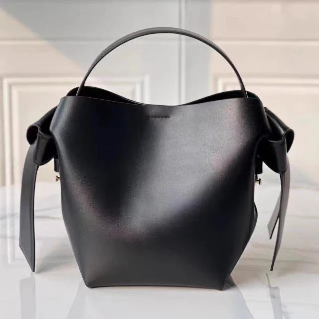 Bow-Accent Leather Tote