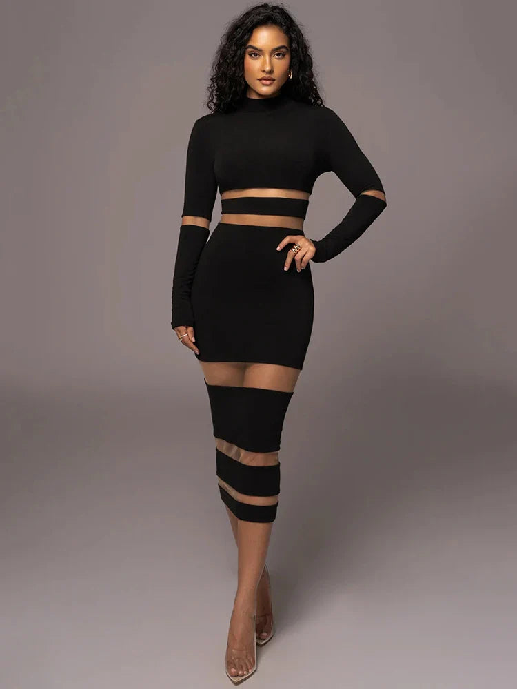 Mozision Patchwork Bodycon Dress