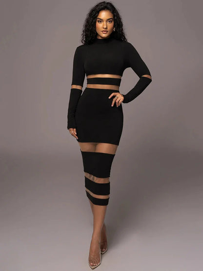 Mozision Patchwork Bodycon Dress