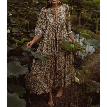 Floral V-Neck Swing Dress