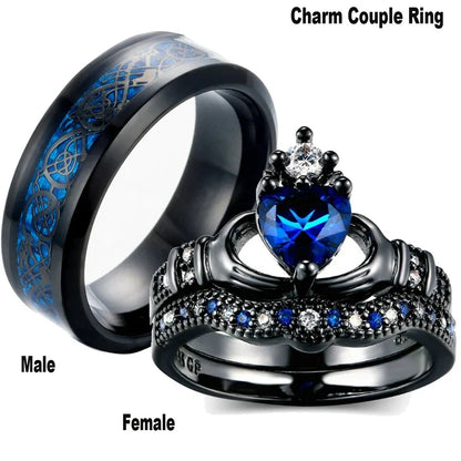 Romantic couple ring set