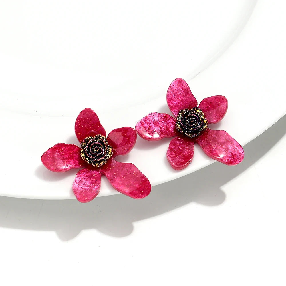 Large flower statement earrings