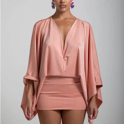 Deep V-Neck Boho Mini Dress