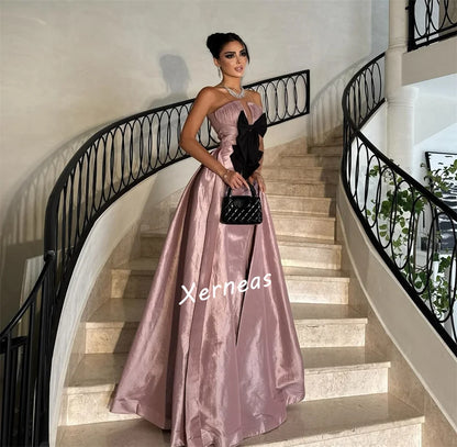 Customized Strapless Satin Evening Dress