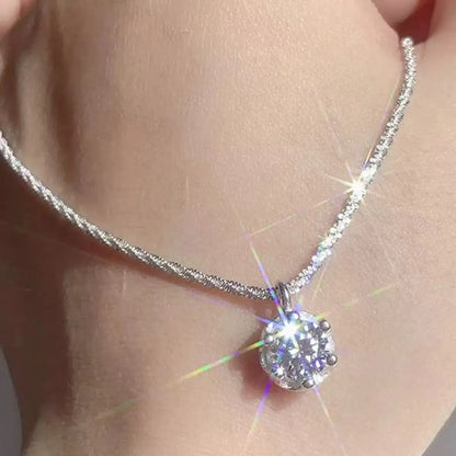 Crown Moissanite Silver Necklace