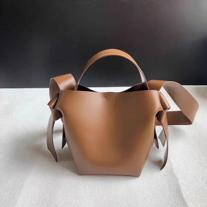 Bow-Accent Leather Tote
