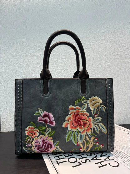 Embroidered Floral Shoulder Bag
