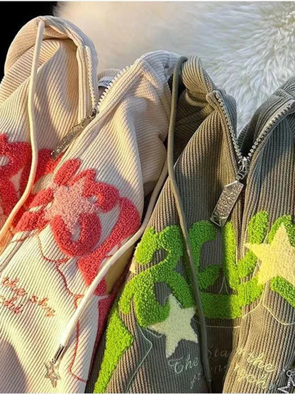 Embroidered Zip-Up Hoodie