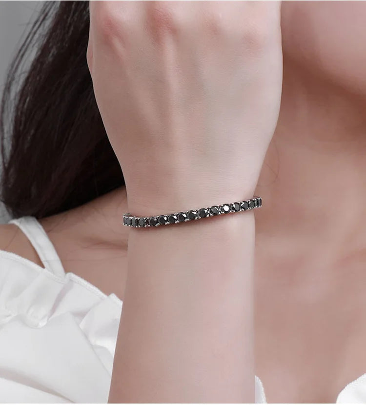 EUREKA Black Moissanite Tennis Bracelet