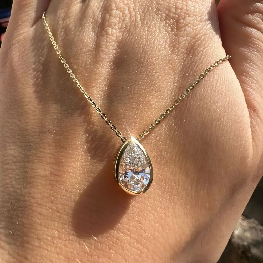 Pear Moissanite Necklace
