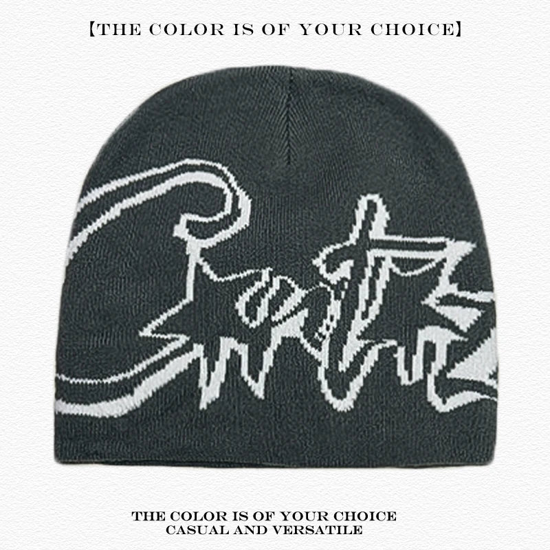 Leopard Print Letter Knit Beanie