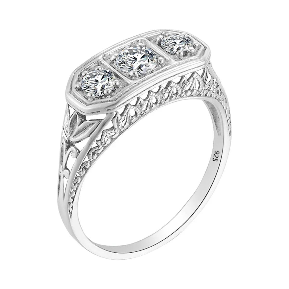 3 Stone Moissanite Ring
