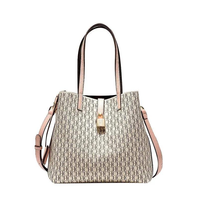 Letter Print Leather Crossbody Bag