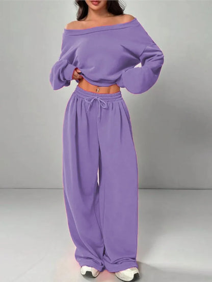 Slanted Shoulder Two-Piece Set