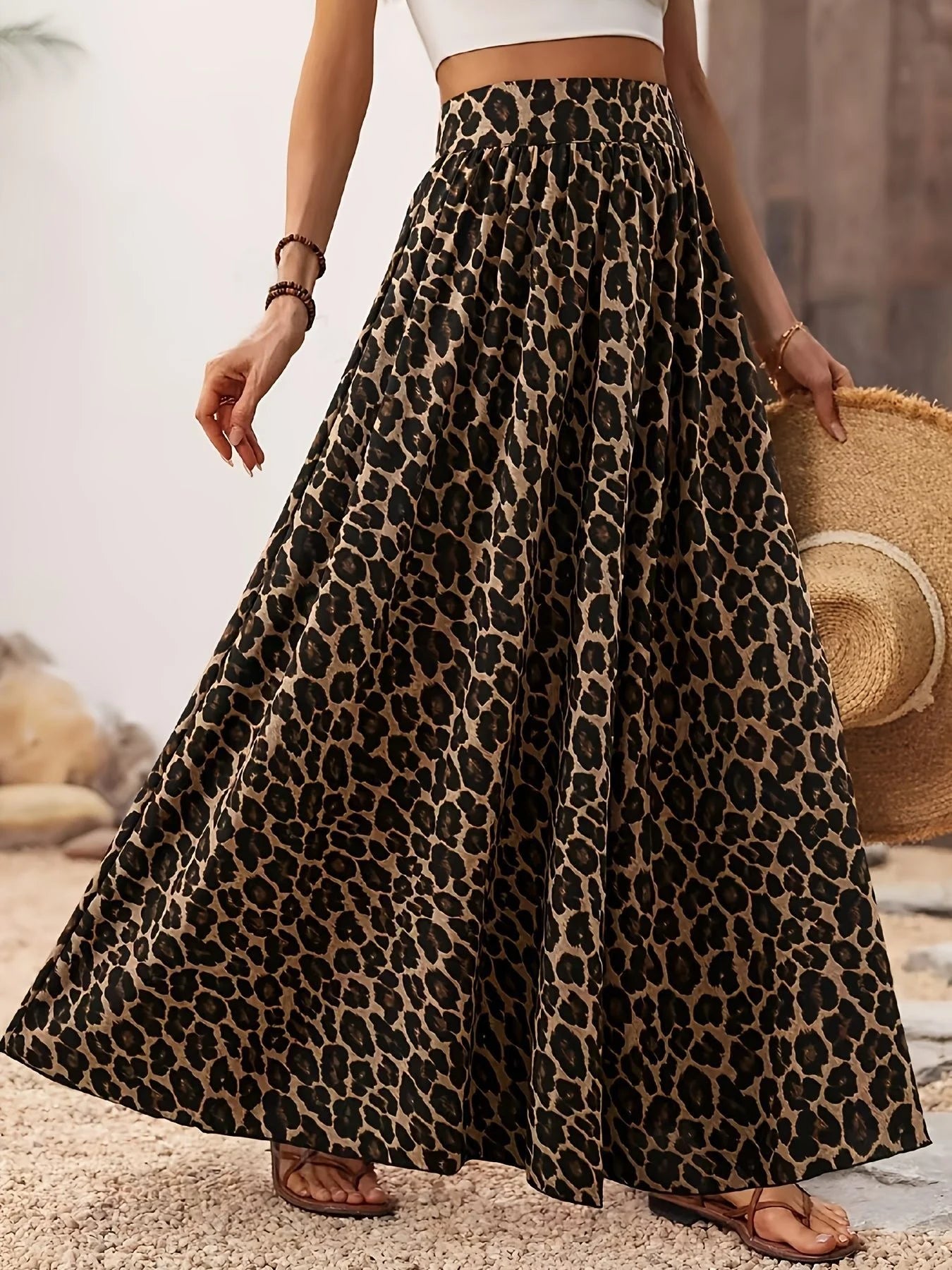 Leopard Print A-Line Skirt