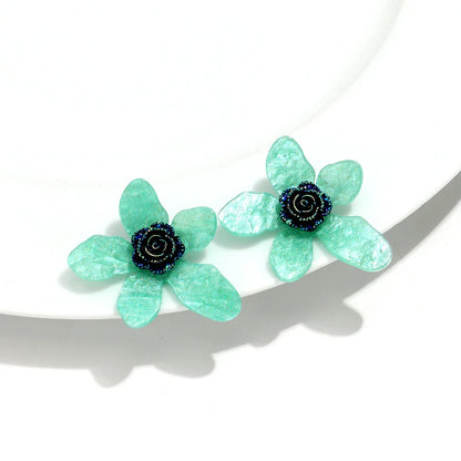 Large flower statement earrings