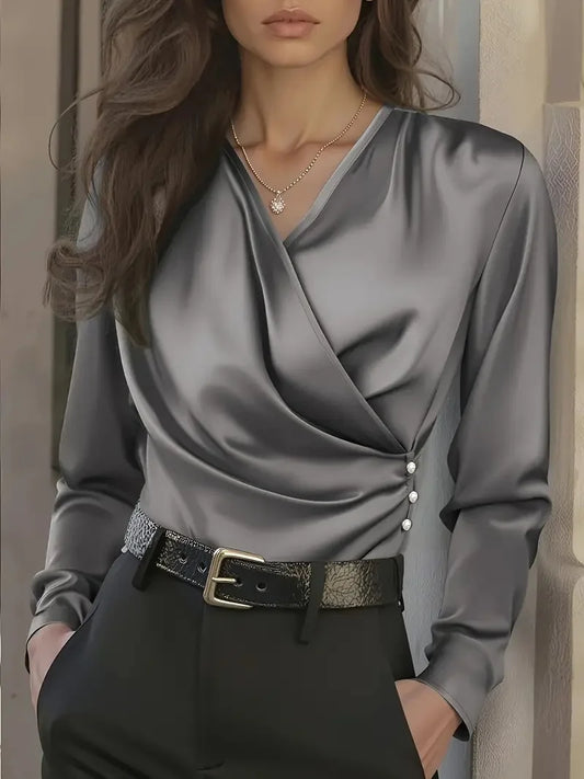 Satin Wrap Blouse