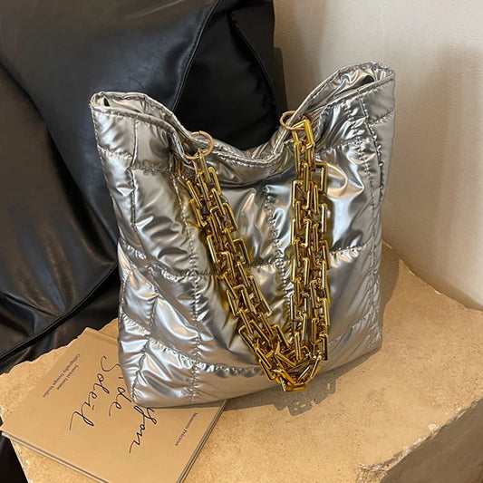 Solid Color Winter Shoulder Bag