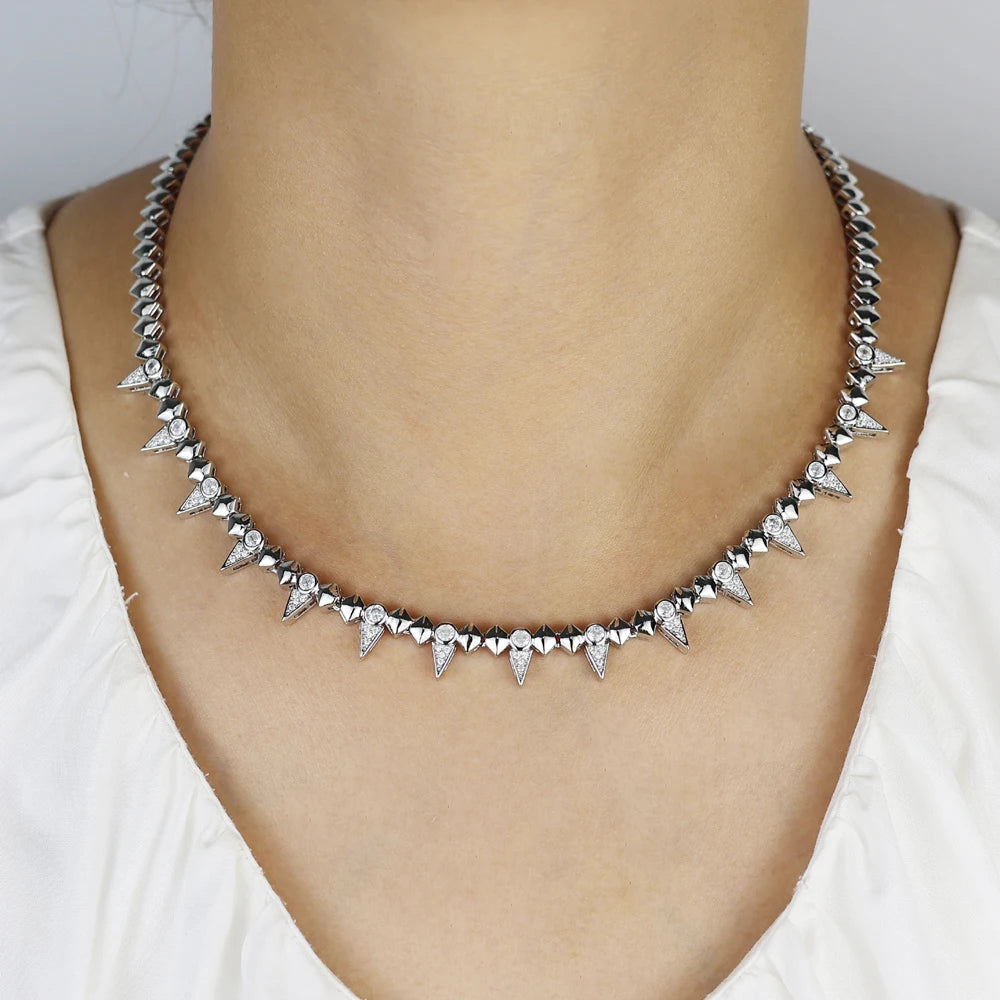 Punk CZ Spike Necklace