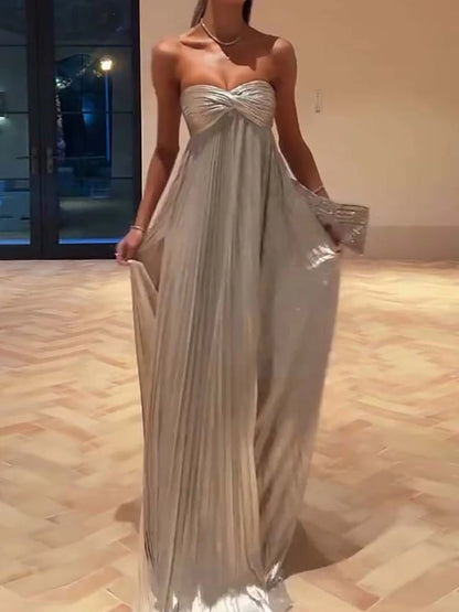 Strapless Backless Maxi Party Dress