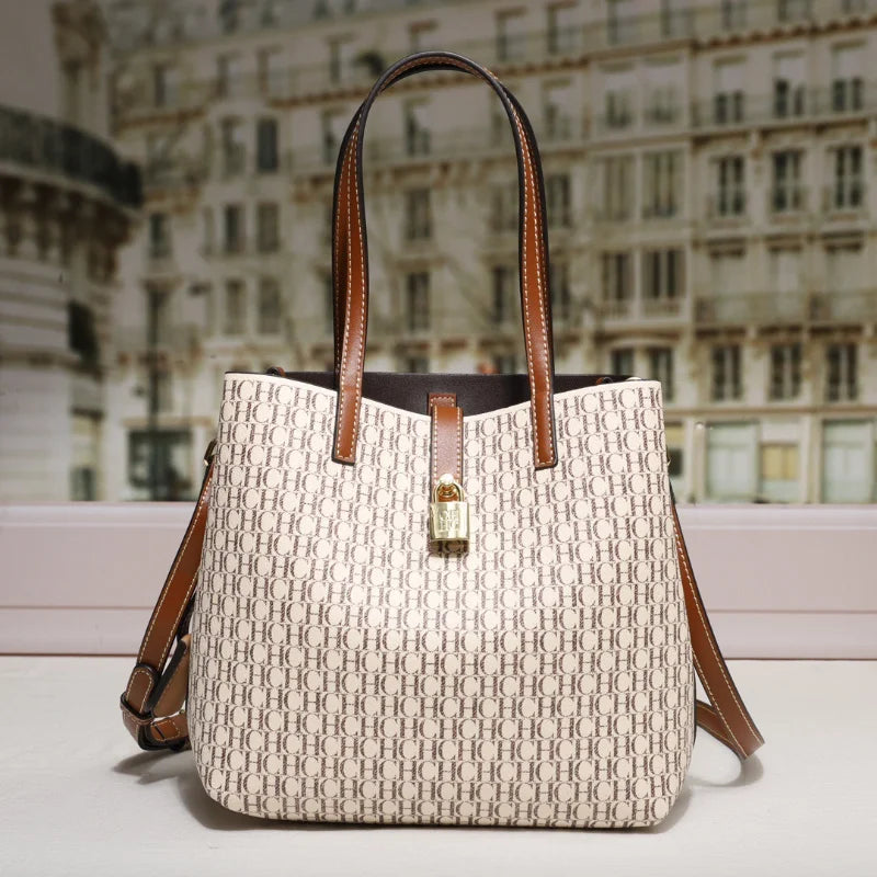 Letter Print Leather Crossbody Bag