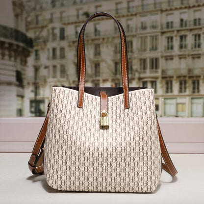 Letter Print Leather Crossbody Bag