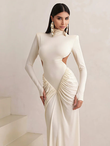 Backless Ruched Maxi Evening Dress