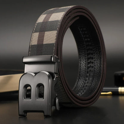 Wide leather canvas belt