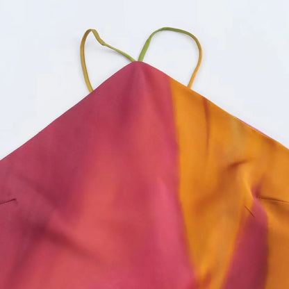 Printed Satin Halter Midi Dress