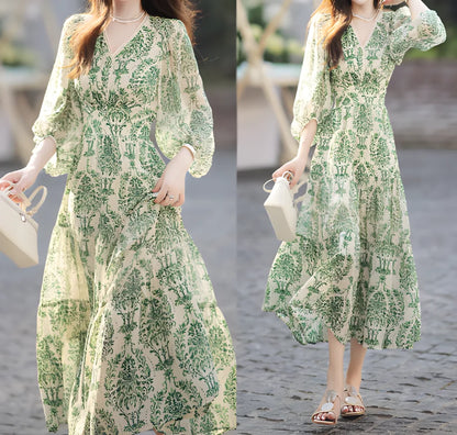 Lantern Sleeve Garden Dress