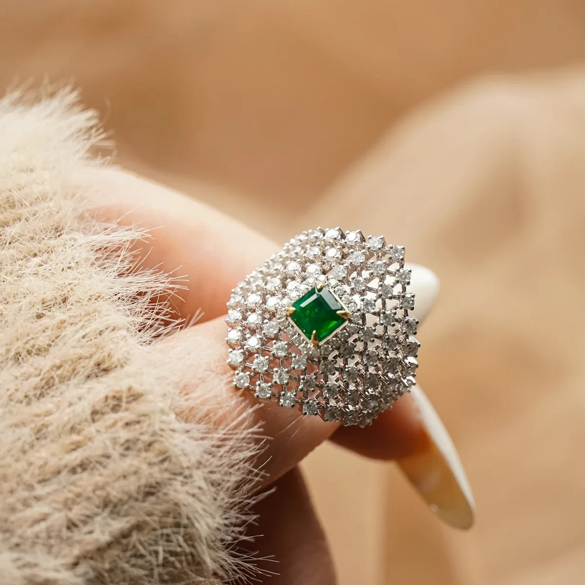 Emerald Geometry Ring