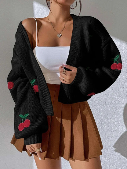 Cherry Embroidery Cardigan