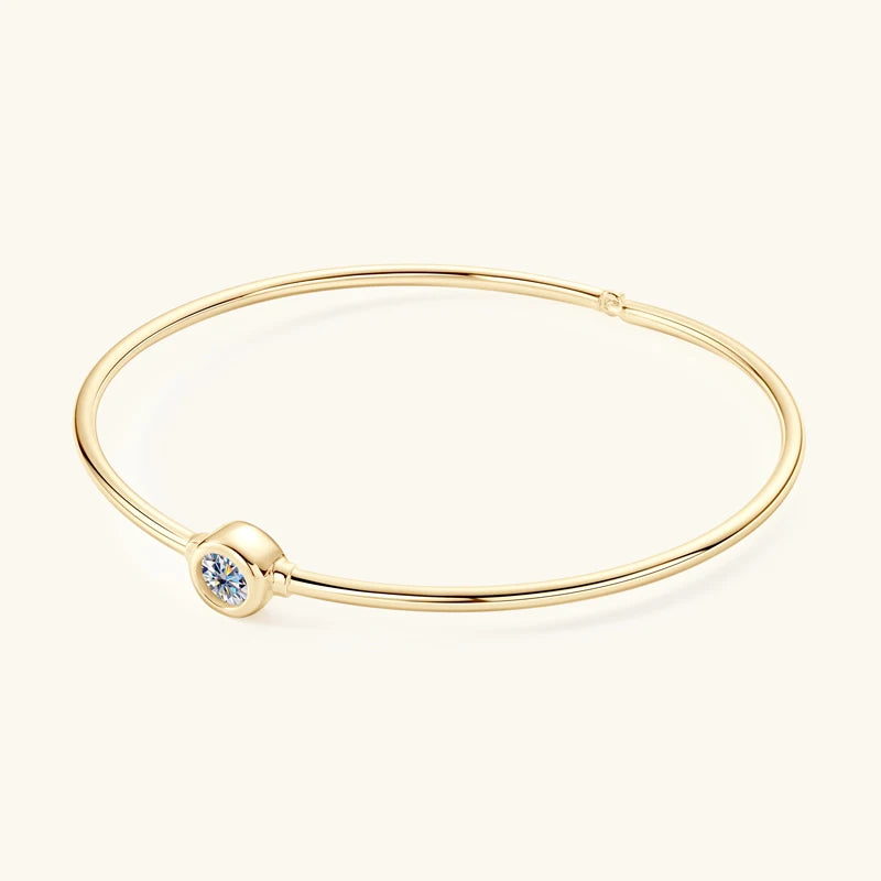 OXTAO Round Moissanite Silver Bangle