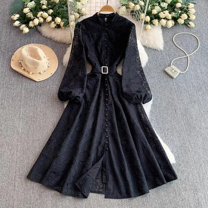 Elegant Embroidery Lace Evening Dress