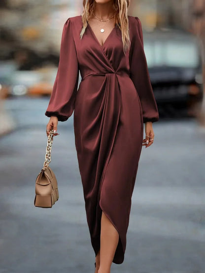V-Neck Long Sleeve Maxi Dress
