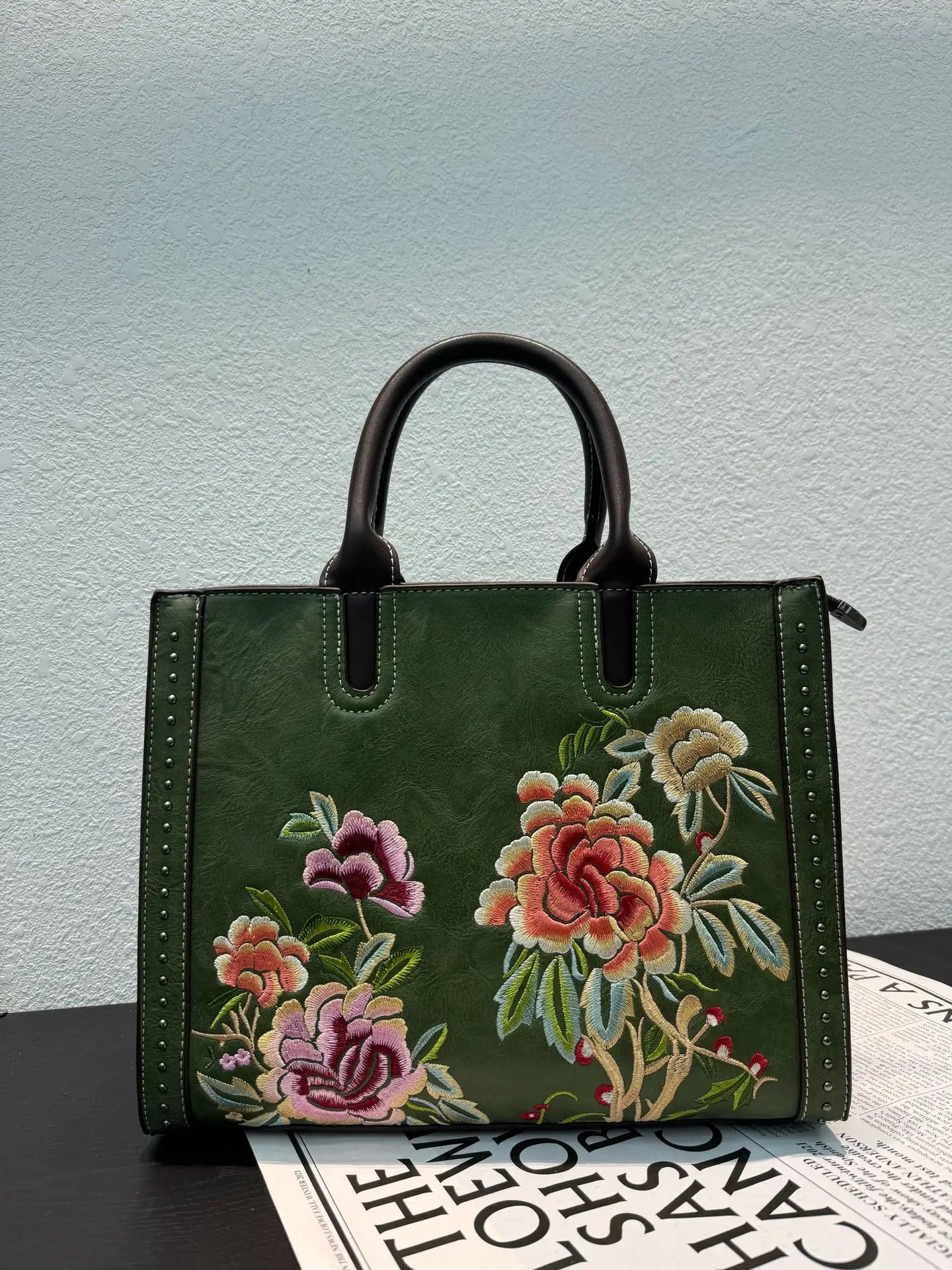 Embroidered Floral Shoulder Bag