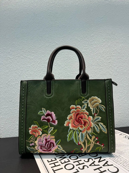 Embroidered Floral Shoulder Bag