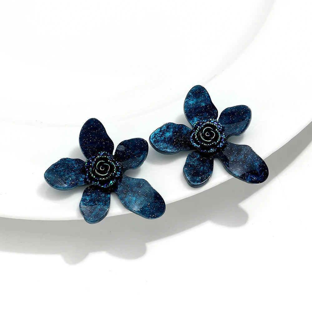 Large flower statement earrings