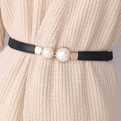 Double pearl buckle belt