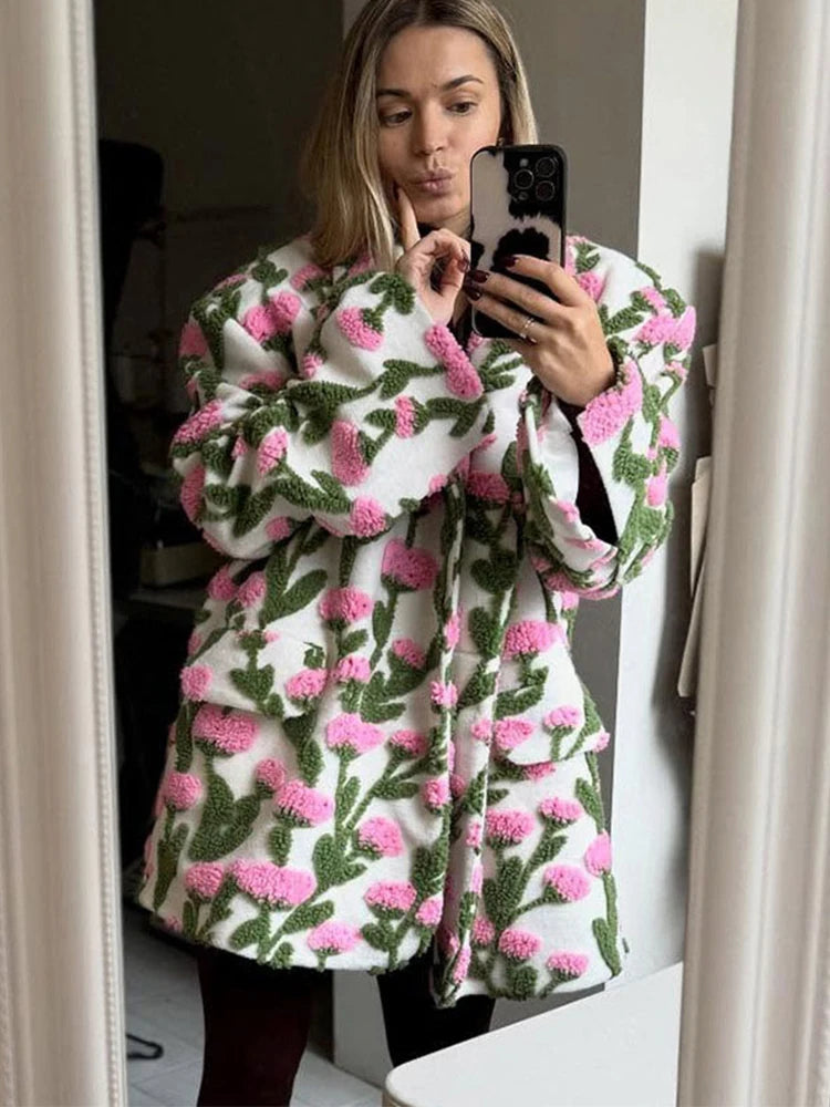 Flower Lamb Fleece Jacket