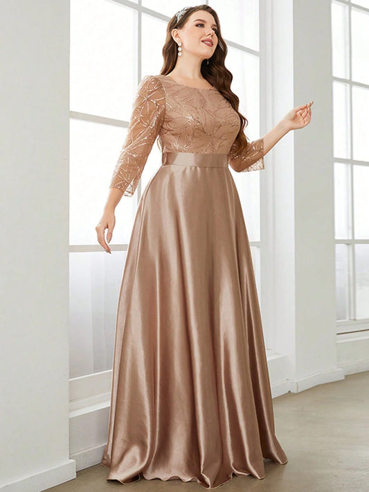 MGIACY Sequin Patchwork Satin Ball Gown
