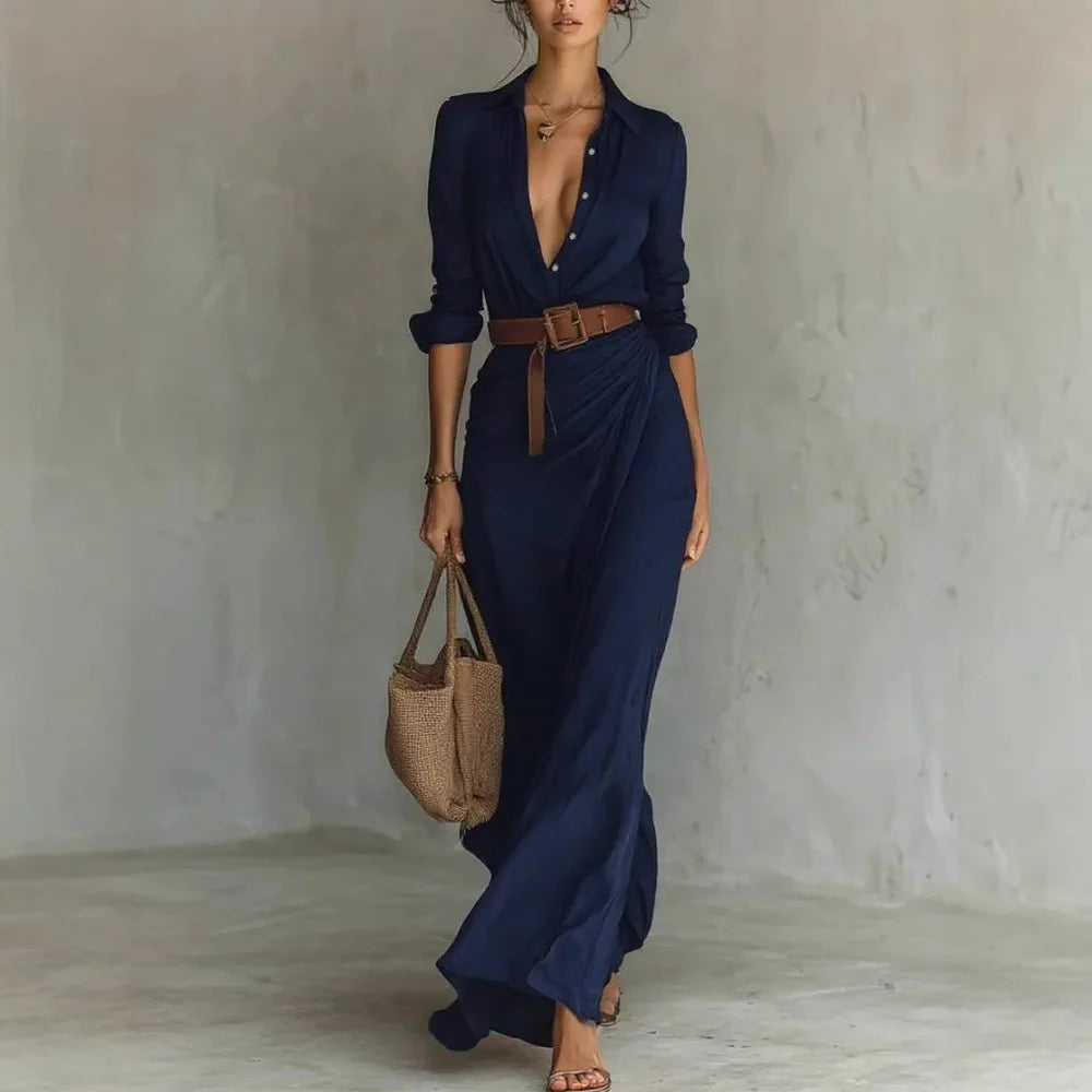 Elegant V-Neck Long Dress