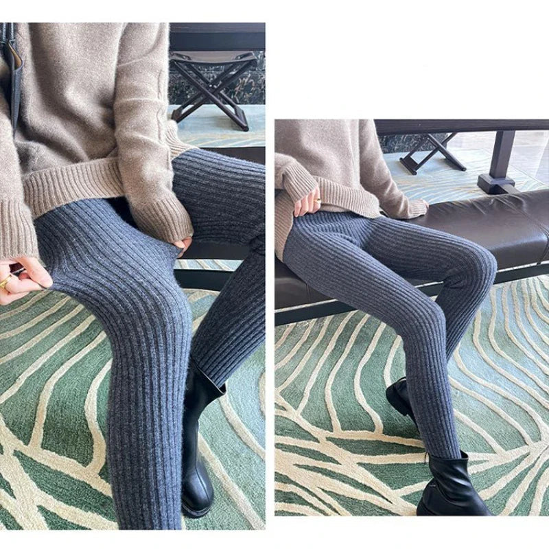 Ribbed high-waist leggings