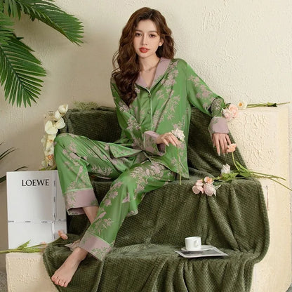 Women Pajamas Set with Large Collar