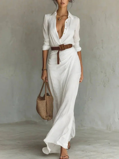 Elegant V-Neck Long Dress